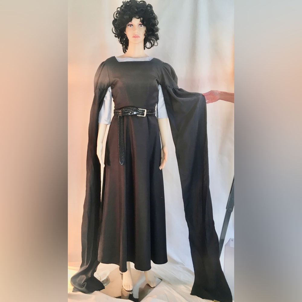 Game of Thrones-subshirt & black over-dress with exaggerated long, split sleeves